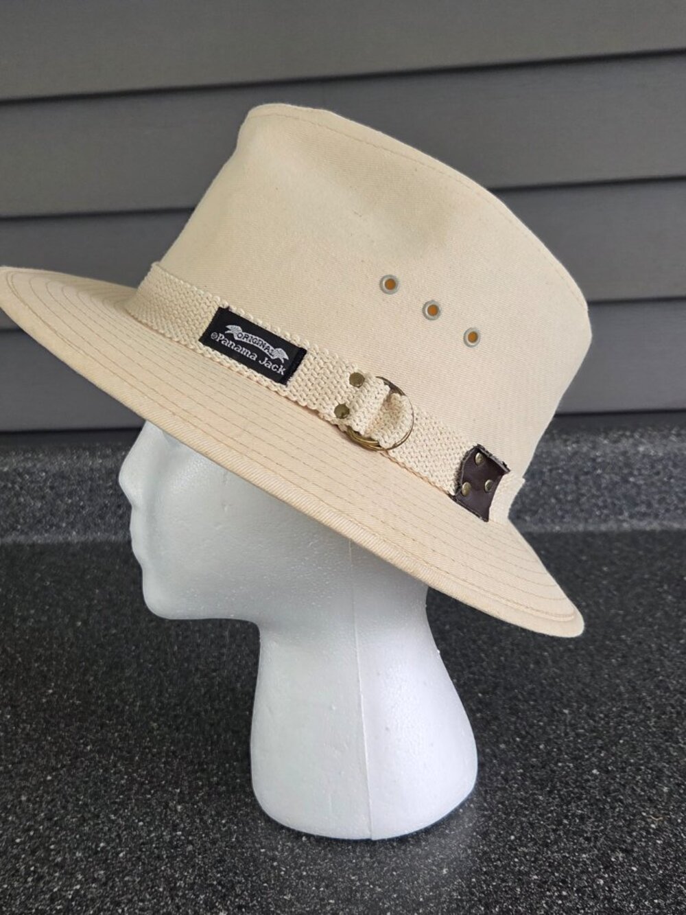 Panama Jack Original Canvas Safari Hat Beige, UPF 50 Sun Protection, 2 3/8" Brim